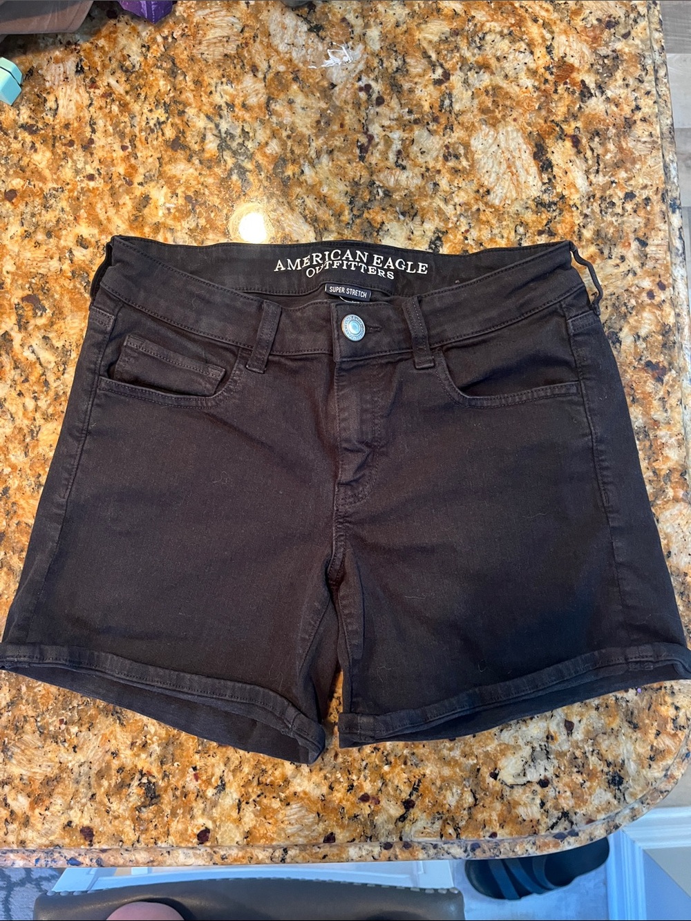 American Eagle Outfitters Black Denim High-Rise Jean Shorts